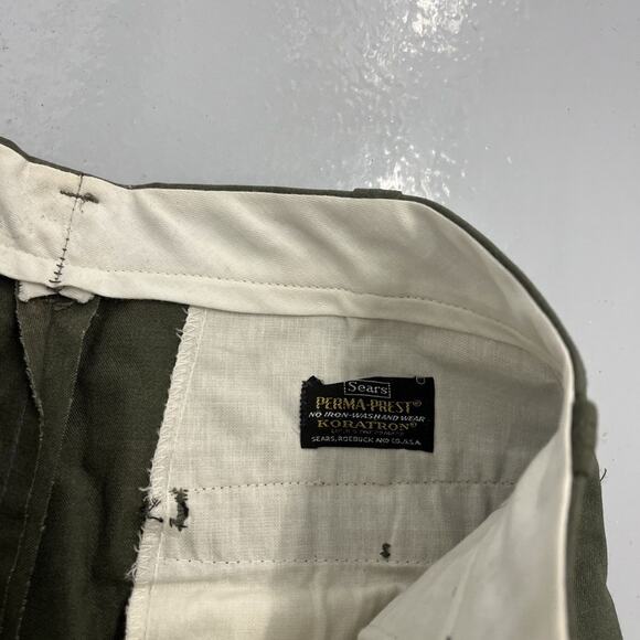 Vintage 60s Sears Green Sanforized Workwear Chinos 33x28 - Picture 3 of 4